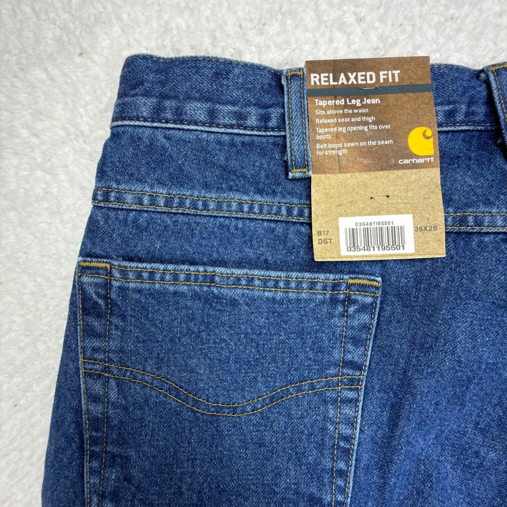 Carhartt Relaxed Fit Tapered Leg Jeans Mens 36x28 B17 DST Darkstone NWT NOS
